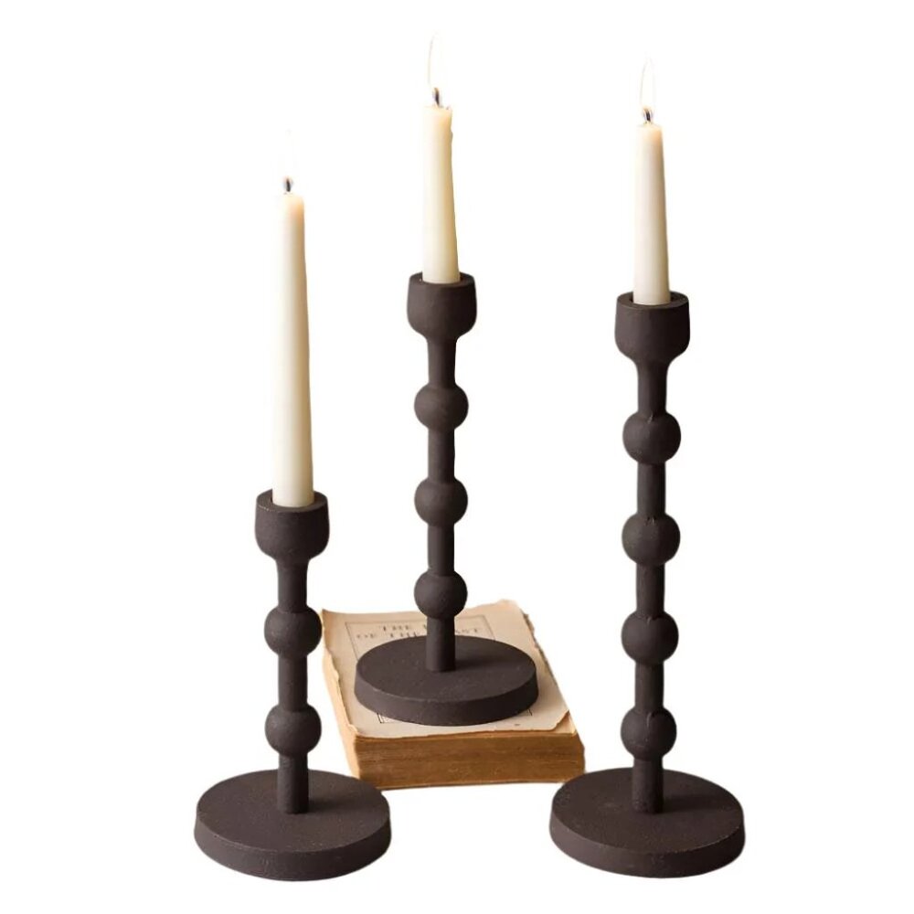 Laurel Cast Iron Candle Holders For Taper Candles - Set of 3/NWT - Picture 2 of 6